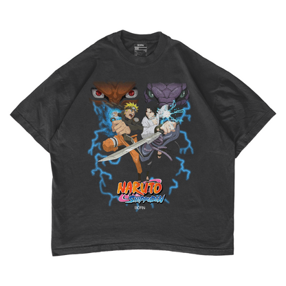 Naruto Shippuden: Naruto Vs Sasuke Oversized T-Shirt - Retro/ Vintage Inspired